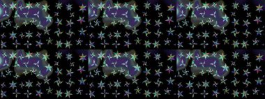 Raster düz çiçek çizim deseni. Hediye ambalaj kağıdı, tebrik kartları, posterler ve pankart tasarımı. Siyah renkte çiçekler.