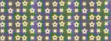 Renkli süs kenarı. Çizim kalıbı. Çiçek duvar kağıdı. Raster illüstrasyonu. Hint süsü. Yeşil renklerde.