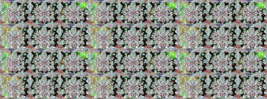 Raster illüstrasyonu. Şirin çiçekli kusursuz desen ve nötr renklerde yapraklar, suluboya çiçek deseni, duvar kağıdı, kart veya kumaş için fayanslı.