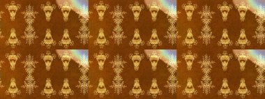 Raster illüstrasyonu. Raster kış deseni. Çiçek Elementleri 'nin soyut geçmişi. Kahverengi, sarı ve nötr renkler üzerine tasarım.