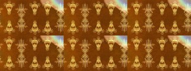 Raster illüstrasyonu. Raster kış deseni. Çiçek Elementleri 'nin soyut geçmişi. Kahverengi, sarı ve nötr renkler üzerine tasarım.