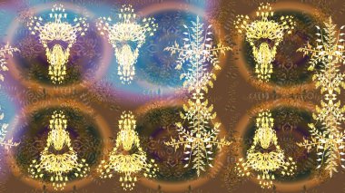 Kahverengi renklere karalama yapan çiçek desenli çizim. Raster illüstrasyonu.