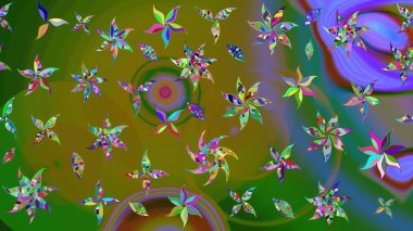 Üst manzara, yumuşak stil. Çiçek kompozisyonu, el boyası, hassas şablon. Yeşil renkte manzaralı çiçek deseni. Sevgililer günü ve tebrik kartı konsepti için şık bir davet.