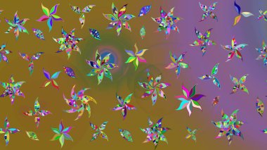 Çiçek desenli eskiz, yaz çiçekleri. Renkli Bahar Teması eskiz kalıbı. Kahverengi renkli çiçekler. Düz Çiçek Elementleri Tasarımı.