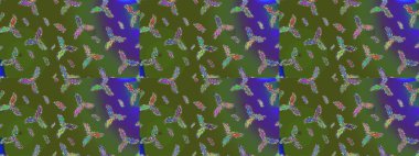 Kar taneleri izole edildi. Yeşil, mor ve mavi renkte kar tanesi süsü. Kar tanesi süsü Raster illüstrasyonu. Güzel süs eşyası..