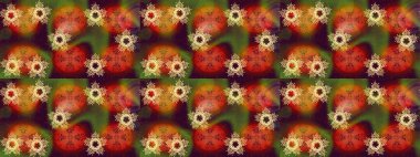 Kahverengi ve turuncu renklerde kar tanesinden yapılmış kış deseni. Raster illüstrasyonu. Kış konsepti Düz yatıyordu.