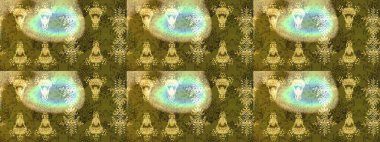 Çiçek desenli çizim. Raster illüstrasyonu. Asya tekstil tarzında. Kahverengi, nötr ve sarı renkte çiçekler. Renkli Bahar Teması eskiz kalıbı. Düz Çiçek Elementleri Tasarımı.