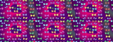 Mor üzerine şirin kelebekler. Ambalajlar, duvar kağıtları, kumaş tasarımı ve kağıt için güzel bir arka plan. Renkli kelebeklerin eskiz geçmişi. Raster illüstrasyonu.