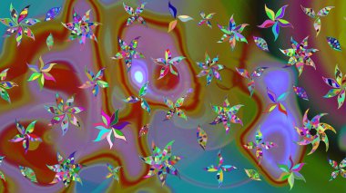 Kahverengi üzerine çiçekler. Raster hisseleri. Suluboya, elle çizilmiş. Taslak arkaplan deseni.