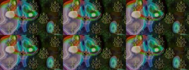 Düz kar karalama ikonları, kar taneleri gri ve yeşil renkli siluetler noel afişi için, kartlar. Yeni yıl kar tanesi. Güzel soyut kar tanesi raster tasarımı..