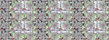 Kusursuz desenli, modaya uygun kumaş deseni. Şirin çiçek elementleri. Renkli Bahar Temalı Kusursuz Arkaplan. Düz Çiçek Elementleri Tasarımı. Raster illüstrasyonu.