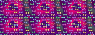 Mor üzerine şirin kelebekler. Ambalajlar, duvar kağıtları, kumaş tasarımı ve kağıt için güzel bir arka plan. Renkli kelebeklerin eskiz geçmişi. Raster illüstrasyonu.