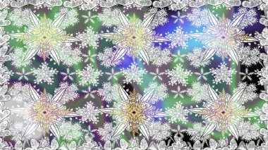 Renkli Bahar Temalı Kusursuz Arkaplan. Düz Çiçek Elementleri Tasarımı. Raster illüstrasyonu. Zarif çiçekler, gri renkte suluboya..