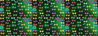 Klasik tarzda hem de. Raster illüstrasyonu. Yeşil renkli illüstrasyon. El çizimi, suluboya desenli kelebeklerin çizimi..