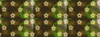 Çiçek Elementleri 'nin soyut geçmişi. Raster illüstrasyonu. Kahverengi ve yeşil renkler üzerine tasarım. Raster kış deseni.