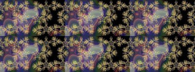 Siyah ve mor renkte kar tanesi süsü. Kar tanesi süsü Raster illüstrasyonu. Güzel süs eşyası. Kar taneleri izole edildi.