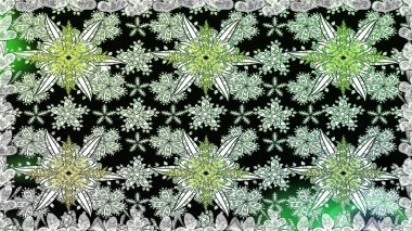 Yumuşak, bahar çiçekleri siyah renklerde. Yaprak ve çiçeklerin suluboya resimleri, siyah renklerde kusursuz desenler. Raster illüstrasyonu.