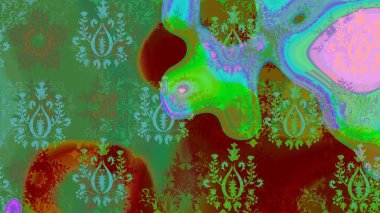 Tropik çiçek desenleri. Raster illüstrasyonu. Yeşil renkte çiçekler.