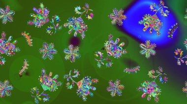 Sketch Colour Spring Theme eskiz kalıbı. Sevimli çiçek raster deseni. Yeşil renkli çiçekler. Düz Çiçek Elementleri Tasarımı.