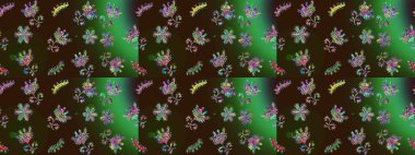 Basit bir kar tanesi. Kahverengi, yeşil ve gri renklerde şirin kar taneleri. Soyut duvar kâğıdı, ambalaj dekorasyonu. Kışın sembolü, mutlu noeller, mutlu yeni yıl kutlaması Raster illüstrasyonu..