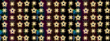 Farklı kar taneleri toplayıcısı, siyah, kahverengi ve sarı renklerde kış elementleri. Raster Noel soyut renkli arkaplan ve tatlı kar tanesi.