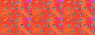 Turuncu, kırmızı ve pembe renklerde şirin soyut kar taneleri raster tasarımı. Düz kar karalama ikonları, yılbaşı afişi için kar taneleri silueti, kartlar. Yeni yıl kar tanesi.