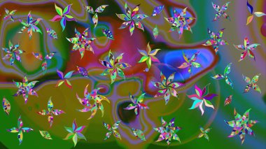 Küçük çiçekli şirin bir desen. Çiçek ve yapraklı çiçek deseni. Raster illüstrasyonu.