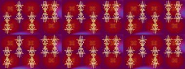 Güzel soyut kar taneleri raster tasarımı. Düz kar karalama ikonları, kar taneleri kırmızı, mor ve sarı renkli siluetler noel afişleri, kartlar. Yeni yıl kar tanesi.