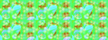 Noel yeşili, mavi ve nötr. Raster illüstrasyonu. Sihirli yeşil, mavi ve nötr tatil soyut arka plan yıldız ve düşen kar taneleri.