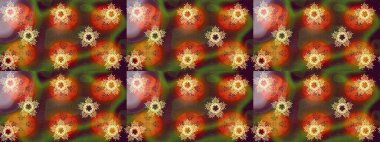 Basit bir kar tanesi. Yeşil, turuncu ve kahverengi renkler üzerine resim. Kışın sembolü, mutlu noeller, mutlu yeni yıl kutlaması Raster illüstrasyonu. Soyut duvar kağıdı, ambalaj dekorasyonu.