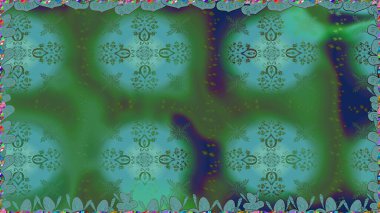 Kusursuz bir arka plan modeli. Raster hisseleri. Suluboya, elle çizilmiş. Yeşilde çiçekler.