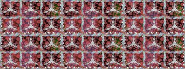 Çiçek süsü ile kusursuz desen. Raster illüstrasyonu. Kahverengi renkte çiçekler.