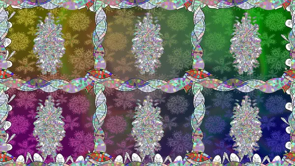 Raster illüstrasyonunda kusursuz çiçek deseni. Yeşil renklerde. Güzel kumaş deseni. Raster illüstrasyonu.