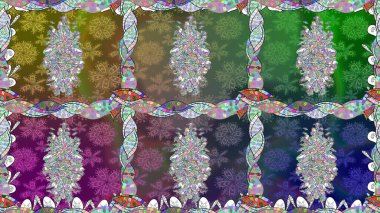 Raster illüstrasyonunda kusursuz çiçek deseni. Yeşil renklerde. Güzel kumaş deseni. Raster illüstrasyonu.