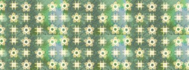 Çiçek desenli çizim. Yeşil renkli Asya tekstili. Raster illüstrasyonu.