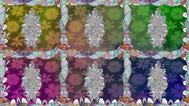 Çiçeksiz desenli arka plan. Yeşil renkli çiçekler. Renkli Bahar Temalı Kusursuz Arkaplan. Düz Çiçek Elementleri Tasarım Raster illüstrasyonu.