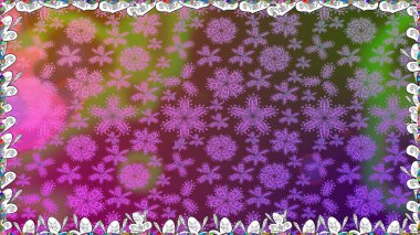 Düz Çiçek Elementleri Tasarımı. Güzel kumaş deseni. Zentangle soyut çiçekleri. Raster illüstrasyonu. Renkli Bahar Temalı Kusursuz Arkaplan. Çiçek tozu..