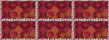 Kırmızı renkte çiçekler. Çiçekli kusursuz retro desen. Renkli Yaz Temalı Kusursuz Arkaplan. Düz Çiçek Elementleri Tasarımı.