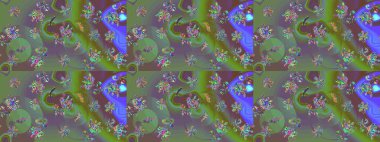 Eskiz stili yeşil renkler. Raster illüstrasyonu. Raster illüstrasyonu. El yapımı çiçek ve bitki koleksiyonu. Şirin karalamalı çiçek deseni çiz..