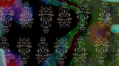 Siyah renkli etnik çiçeklerle süslenmiş zarif bir eskiz şekli. Raster Çiçek İllüstrasyonu güzel tekstil..