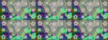 Raster illüstrasyonu. Gri, yeşil ve nötr kar taneleri. Renkler. Kar tanelerinin soyut arkaplanı olan şirin bir Noel arkaplanı. Noel ve Yeni Yıl moda baskıları için tatil tasarımı.