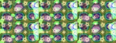 Raster illüstrasyonu. Yeşil, nötr ve mavi renkli kristal kar tanesi.