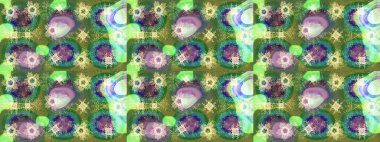 Raster illüstrasyonu. Yeşil, nötr ve mavi renkli kristal kar tanesi.