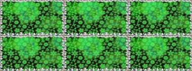 Şatafatlı bahar bahçesi dokusu. Raster illüstrasyonu. Yeşil renklerde çiçeksiz. Yeşil renkli çiçekler. Çiçek deseni.