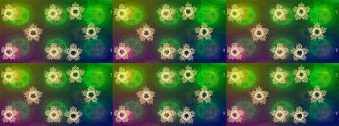 Kar tanesi rengarenk desen. Raster kar taneleri arka planda. Soyut kar taneleri arkaplanda izole edilmiş düz dizayn. Raster illüstrasyonu. Kar taneleri deseni.