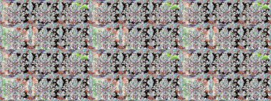 Süslü kumaş deseni. Raster illüstrasyonunda kusursuz çiçek deseni. Renkli Bahar Temalı Kusursuz Arkaplan. Düz Çiçek Elementleri Tasarımı.