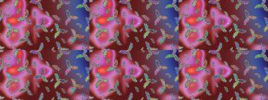 Kırmızı, kahverengi ve mor kar tanelerinden izole edilmiş. Renkli kar taneleri Raster çizimi. Güzel kış süsleri..