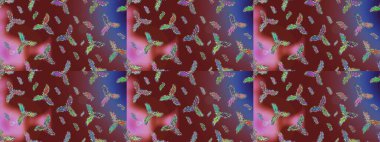 Renkli arka planda izole tatlı kar taneleri. Kar taneli kırmızı, kahverengi ve mor renkler. Raster illüstrasyonu.