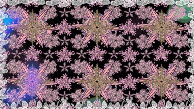 Raster illüstrasyonu. El çizimi. Çiçekler, dallar, bitkiler ve çiçekler. Güzel kumaş deseni.