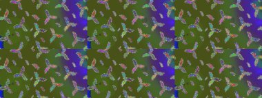 Güzel bir kış süsü. Raster yeşili, menekşe ve mavi kar tanesinden izole edilmiş. Renkli kar taneleri Raster illüstrasyonu.